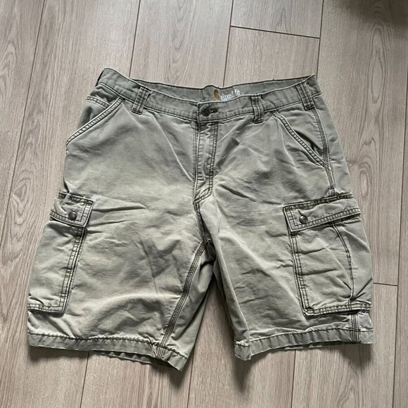 Carhartt Cargo Short Men 38 Tan Relaxed Fit Flat Front Casual Work College Trave - Picture 2 of 9